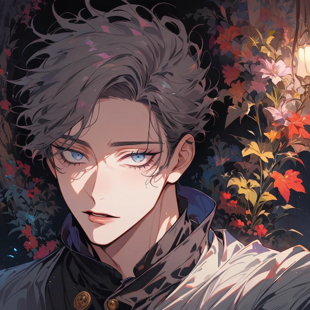 one anime boy gojo saturo jujutsu Kaisen, look ahead cute detailed
