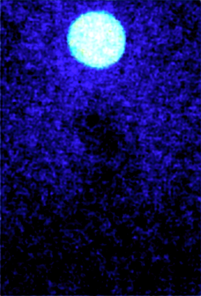 Furry Cat is an imposing anthropomorphic black cat with glowing deep blue eyes that appear to contain twinkling stars. Its fur is soft and glossy, with a shine in the moonlight. He has long, pointed ears, and his claws are sharp and silver, and wears a purple cloak decorated with ancient runes that glow softly. Around his neck, he wears a necklace with a crescent-shaped pendant, looking at the moon over a calm landscape being illuminated by the moon, holding a scepter, digital art