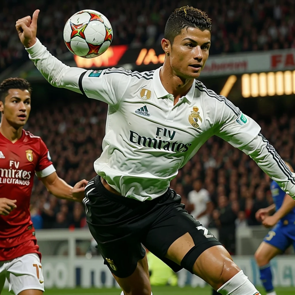 Cristiano Ronaldo menendang bola