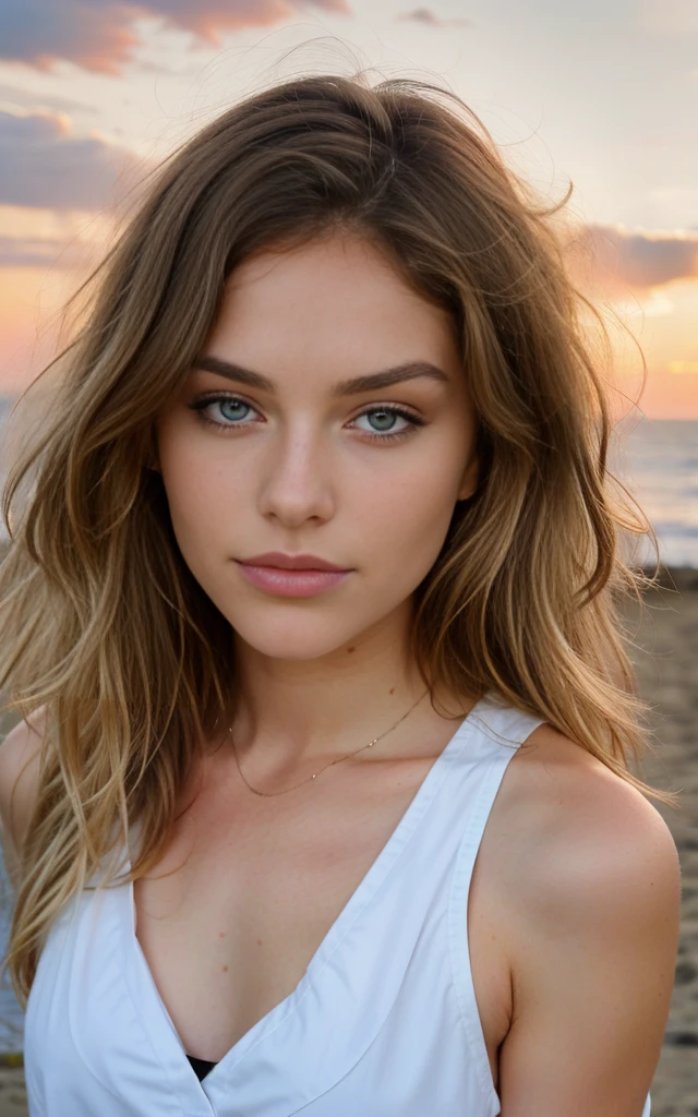 belle blonde portant un pull rose, at sunset Very detailed, 21 ans, Visage innocent, natural wavy hair, yeux bleus, high resolution, chef-d&#39;artwork, best quality, intricate details, very detailed, sharpness, detailed skin, realistic skin texture, texture, detailed eyes, professionnel, 4k, Sourire charmant, shot with Canon, 85mm, faible profondeur de champ,  Kodak Vision Couleur, corps parfaitement ajusté, extremely detailed, Photo_\(ultra\), photorealistic, realistic, Post-traitement, maximum detail, roughness, vrai vie, ultra realistic, photorealism, la photographie, 8K UHD, la photographie sexy hot et grosse poitrine NSFW