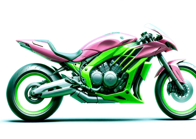 brightly lit motocicleta with a pink and green design on the front, futuristic motocicleta, 3d rendering cycles, motocicleta, cycle renders4d, in digital illustration style, motocicleta concept art, cycle render, estilo de arte futurista, 8k octane 3D rendering, daniel maidman octane rendering, hyper-detailed 3D rendering, hyper-detailed 3D rendering, estilo de arte cyberpunk