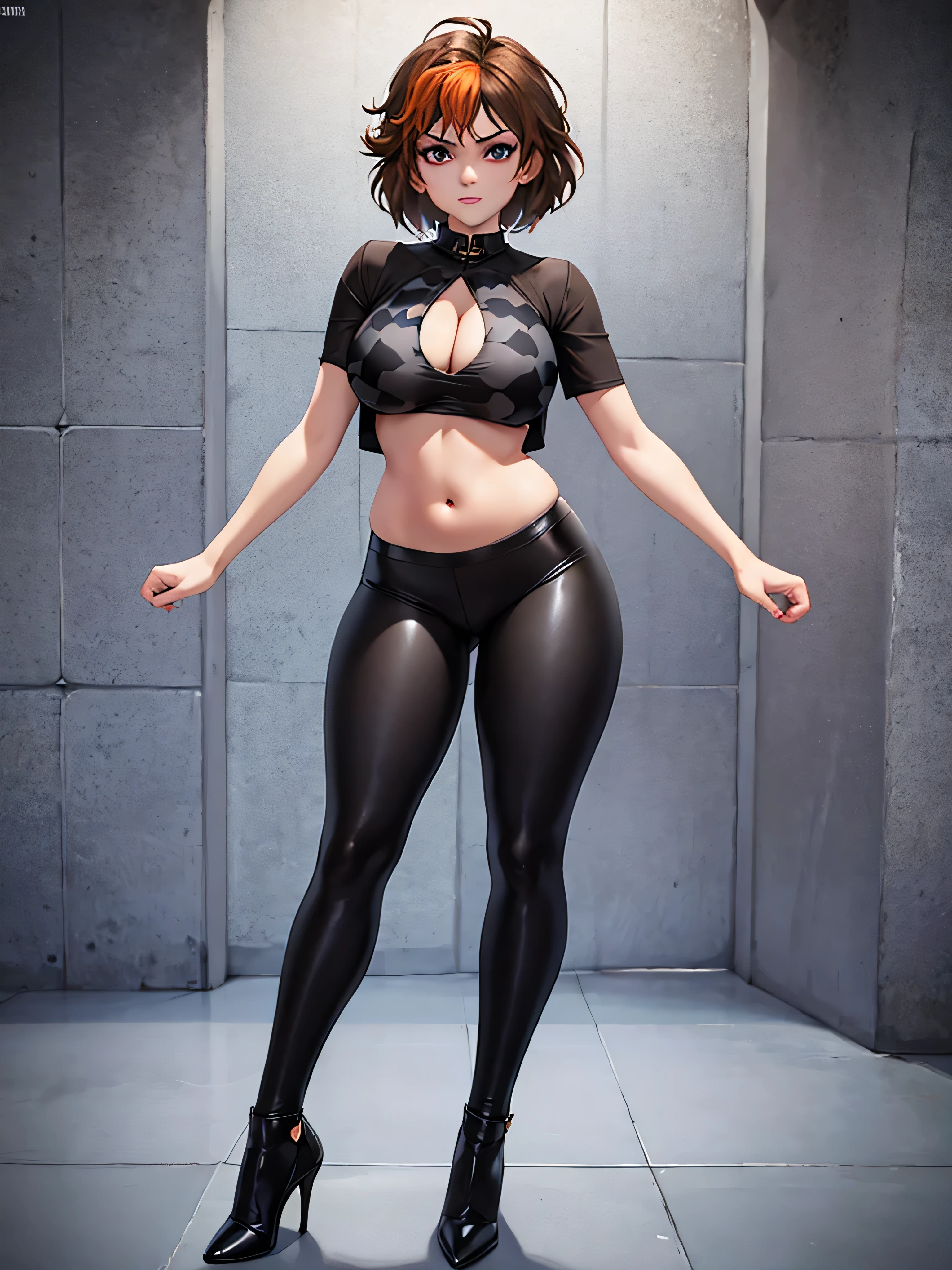 merula, full body, thighs, high heels, solo girl, medium tits, camoufage pants, top, belly