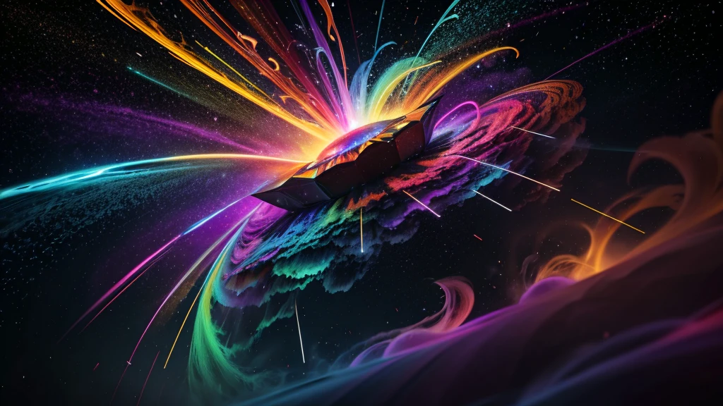 multicolored liquid smoke floating around in the multicolored stunning nebula mist galactical environment,vector art, Cinema 4D render, fully dynamic motion design, X-Particles, Dynamics FX,bend and shatter reality for amazing visual effects production,vivid colors, warm color tones,sharp focus, depth of field, cinematic, realistic, uhd, hdr, 8k,