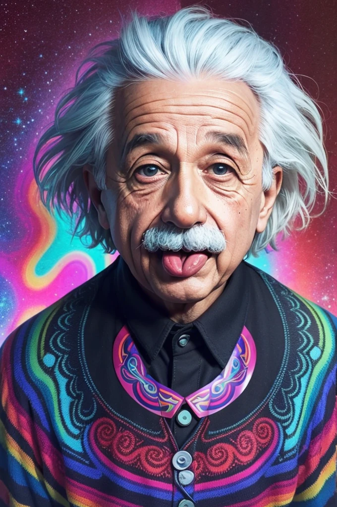 Albert Einstein tongue out psychedelic