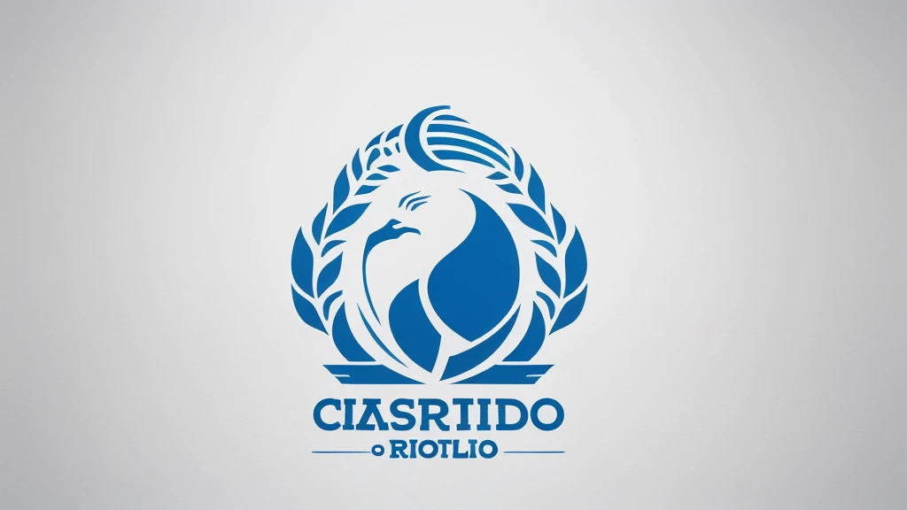 Design a logo for HistoriaDeTitulos, una plataforma que celebra logros en el futbol. The logo must convey prestige and tradition, usando colores como azul oscuro, dorado y blanco. Incluye elementos como u un trofeo . Use elegant, easy-to-read typography. The design must be versatile
