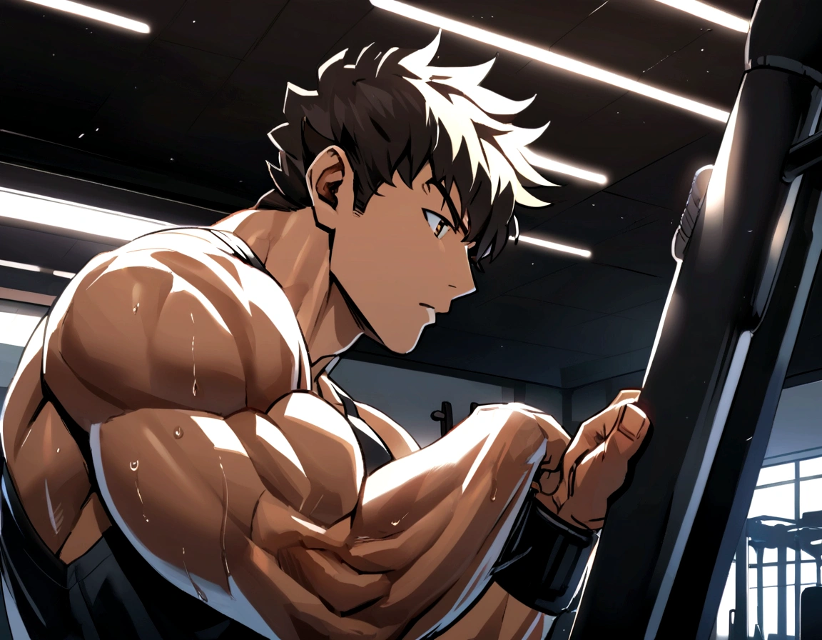 Roronoa Zoro from One Piece. Gym setting. Hypnotized to lift dumbbells. Lifting partners. Mindless. brainless. IQ drain. Bodybuilder jock conversion. Assimilation. Blank stares. Mouth hanging open. Colored. Vapid. Dull gaze. Glazed eyes. Dazed. Bruh. Brute. Impossibly large muscles. Sweaty. Vapor from armpits. Bodybuilder repeats hypnotic mantras in their ears. Hypnosis. Sweaty. Dumb jock. Musclehead. Meathead. Bro. Brainwashing. Brainwashed. Brain to brawn. Meatheadosis. Gym rat. Hyper biceps. Hyper triceps. Hyper traps. Hyper pecs. broad shoulders. Hyper muscles. Huge bulging crotch. Hyper crotch bulge. Massive crotch bulge. Dumb jock bro. Repeating mantra in trance with dull blank dimwitted dumb stare over and over again. "I sweat for Coach... I flex for Coach.... I listen and obey.... The armpits, bro, where hair must grow. Present them every day... Your big dumb jock whose muscles rock.... I hear, and I obey.... Yes, Coach. Dumb jock must stay.... I love to be dumb. I love not to think. Big muscles, big hair, and dumb jock stink. Grow bigger and hairy every day. The bigger my bulge, the more I obey.... I obey... I ... obey...." Thick hairy armpits. Hirsute. vapor from armpits. Musk.