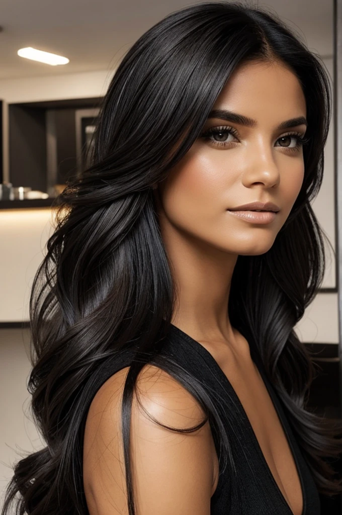 Mujer de cabello largo y negro