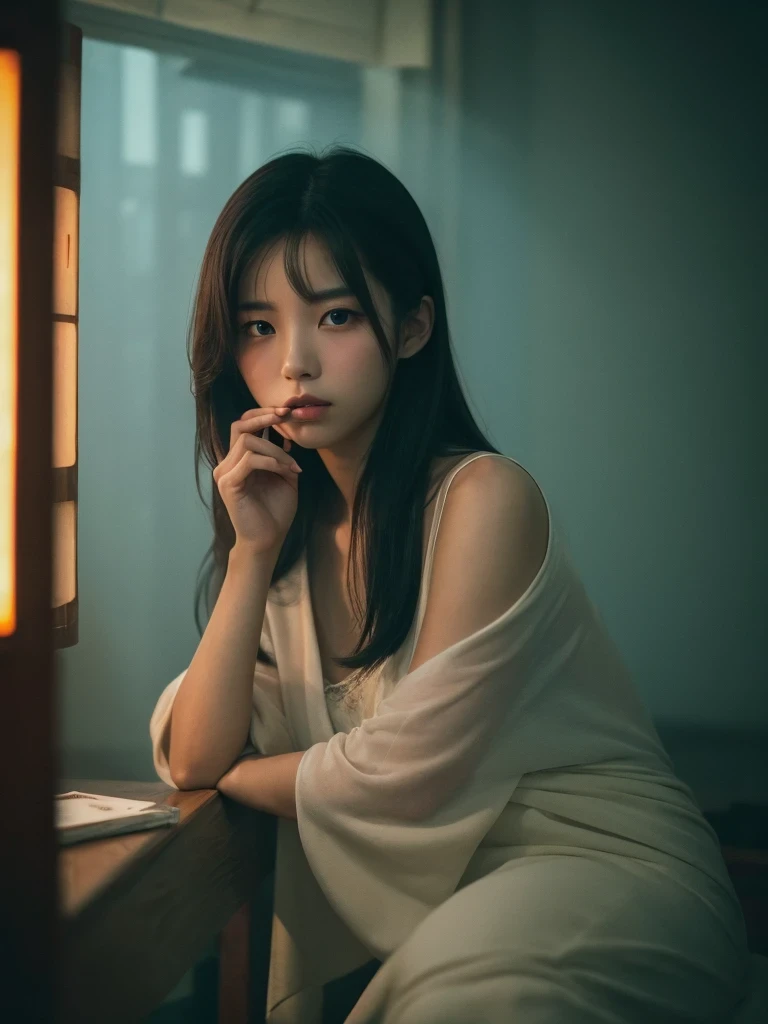 ((best quality)), ((masterpiece)), (Cinematic Aesthetic:1.4) Photo of a beautiful
lady smoking,japanese girl,20yo,
Ajia,fog,mysterious,portrait