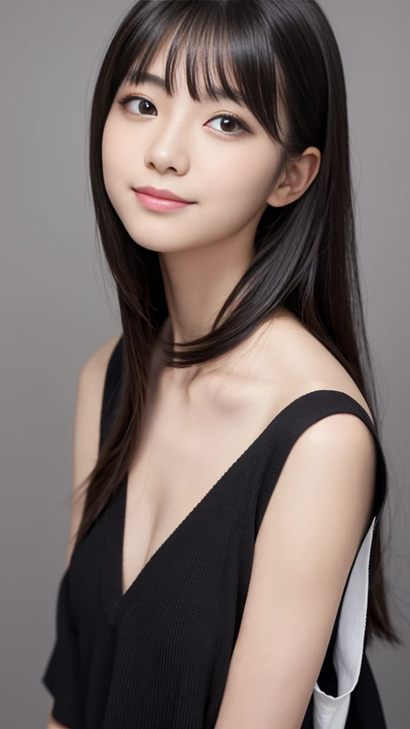 1 female,18-year-old,(Portrait in numbers:Mayu Yokota, Yuko Araki),black eye,Beautiful Face,(Thin skeletal surface+Delicate features、),非常にDetailed face,(Subtle Japanese Makeup), black eyelash curls for long hair,(Messy and multi-layered, With bangs), smile,Look at the camera,Fair and smooth skin,(Best Skin Type:1.21),(clavicle:1.2),Women's slim fit suits,White short v-neck shirt,(Deep V-neck,Big Breasts),Short Hip Wrap Skirt,(Realistic close-up photo of a woman),Narrow waist、Long legs,(Slim figure),street,((Hasselblad Photos)),surreal photos, Physically Based Rendering,Professional Lighting,Exquisite detail,Detailed face,The painting is pure,Perfect hands,Perfect Posture,Ultra-fine makeup,Ultra-fine fiber material、Live Action、smile and stand up straight