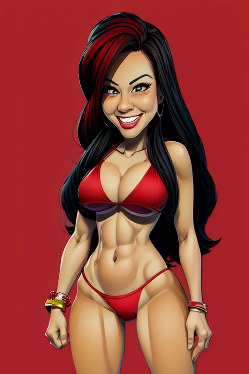 drawing of a woman with a red bikini top and red panties, digital art. @mariomaniacdude, in cartoon style, caricature, cartoon art style, cartoon digital art, in digital illustration style, caricatural style, cartoon digital painting, cartoon digital art, cartoon style illustration, Cartoon Art Style , realistic cartoon, caricature illustration, 8k.