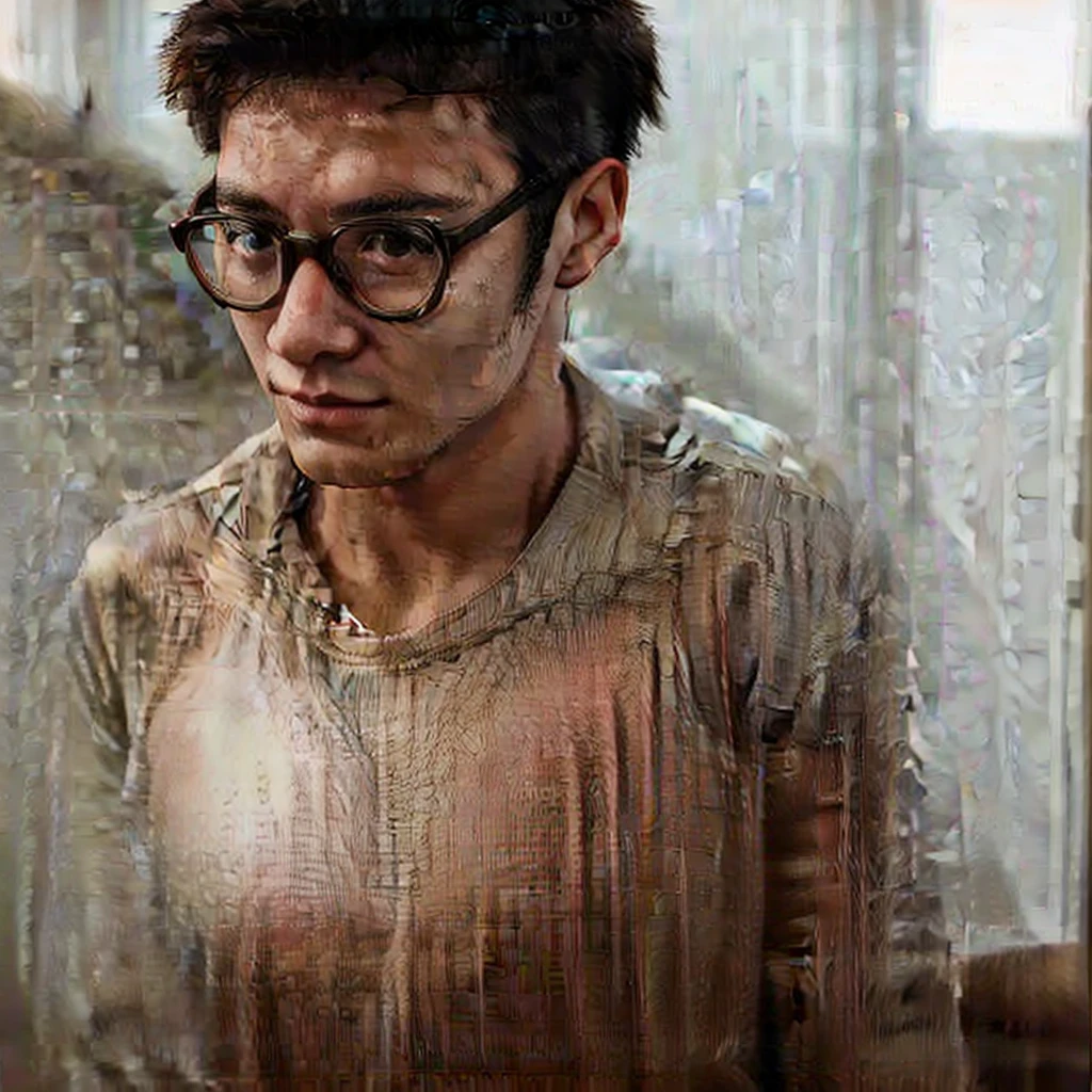 A bespectacled young man full of dignity and modesty