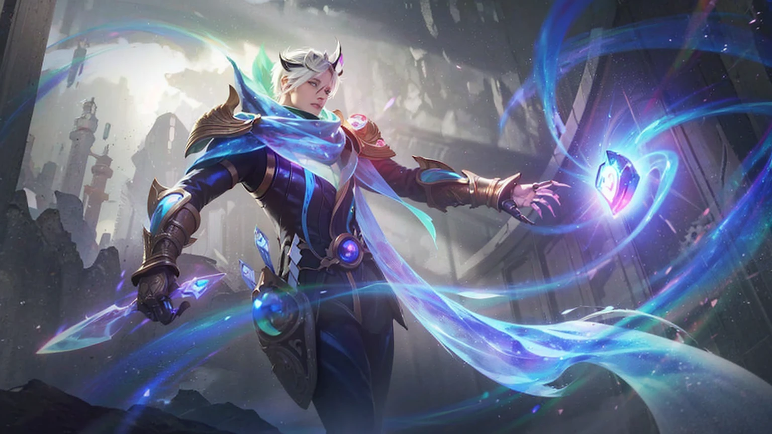 1 man, white hair, realistic