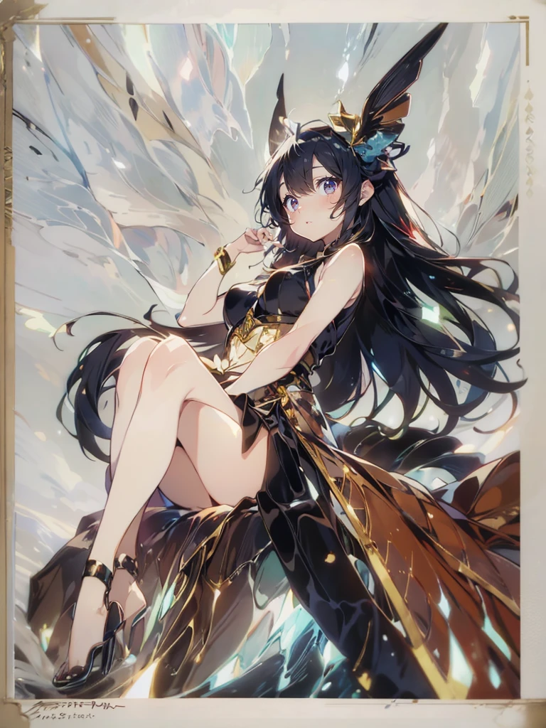 Crystal Horn　Crystal ornaments　(Anime Style:1.6)High contrast girl, Sitting, Side Shot, (null:1.3), (masterpiece, Highest quality, perspective, Depth of written border:1.5), Flowers, Rocky Mountain, forest, Beautiful Face, Thighs, From below, 8K, Raw photo, Confused, Impressionism, (Tom Thomson, Claude Monet, Joaquin Sorolla, James Wilson Morris, John Fabian Carlson, Hugh Henry Breckenridge:0.8), HDR, Realistic, Film Grain, chromatic aberration, High Resolution, Very detailed, finely, Dynamic Lighting, Dramatic lighting, Shadow, Sharp focus, Highly detailed eyes and face, Sharp pupils, Realistic student
