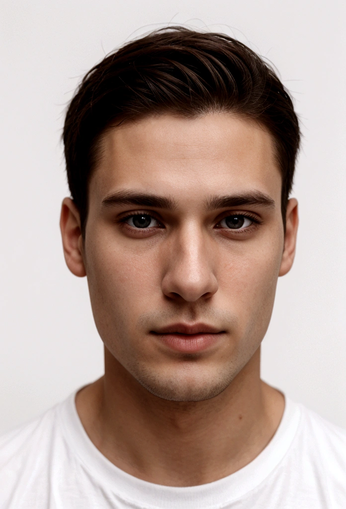 25 year old man photograph, realistic, FRONT, extremely detailed WHITE BACKGROUND