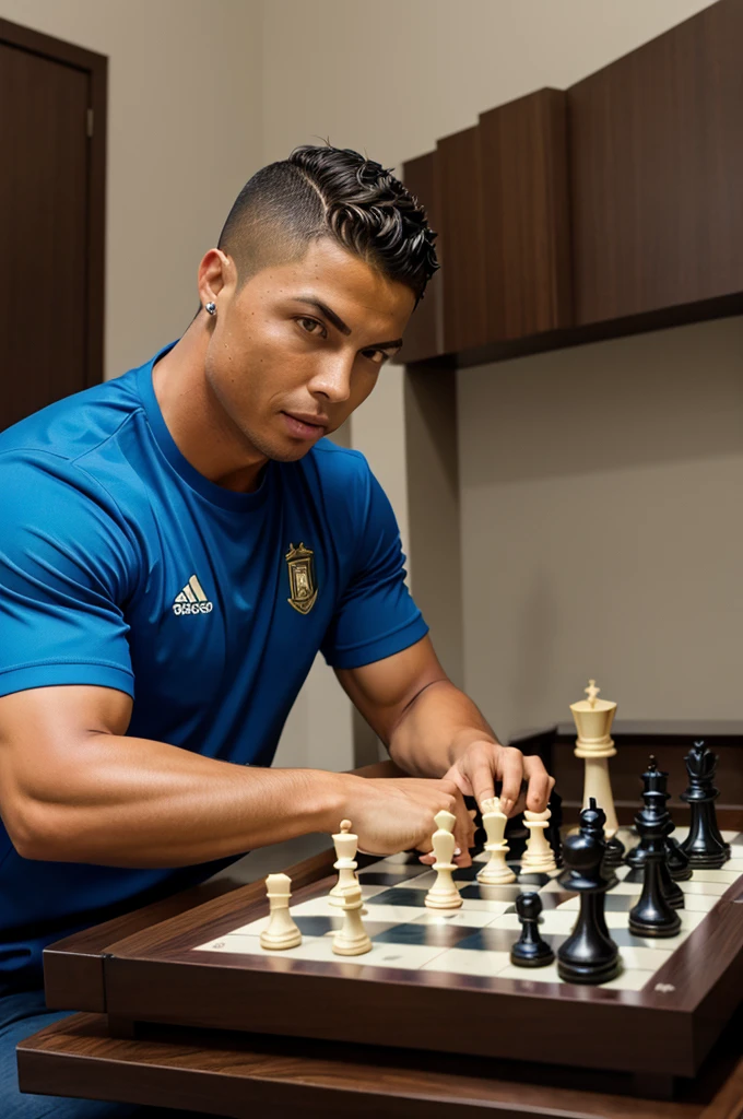 Ronaldo playing a chess 