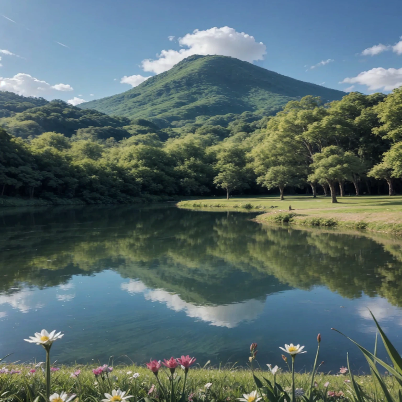 criar um imagem no tamanho 2.560 x 1.440 with a Christian theme with just landscape, usando como referencia lilios na agua do monet