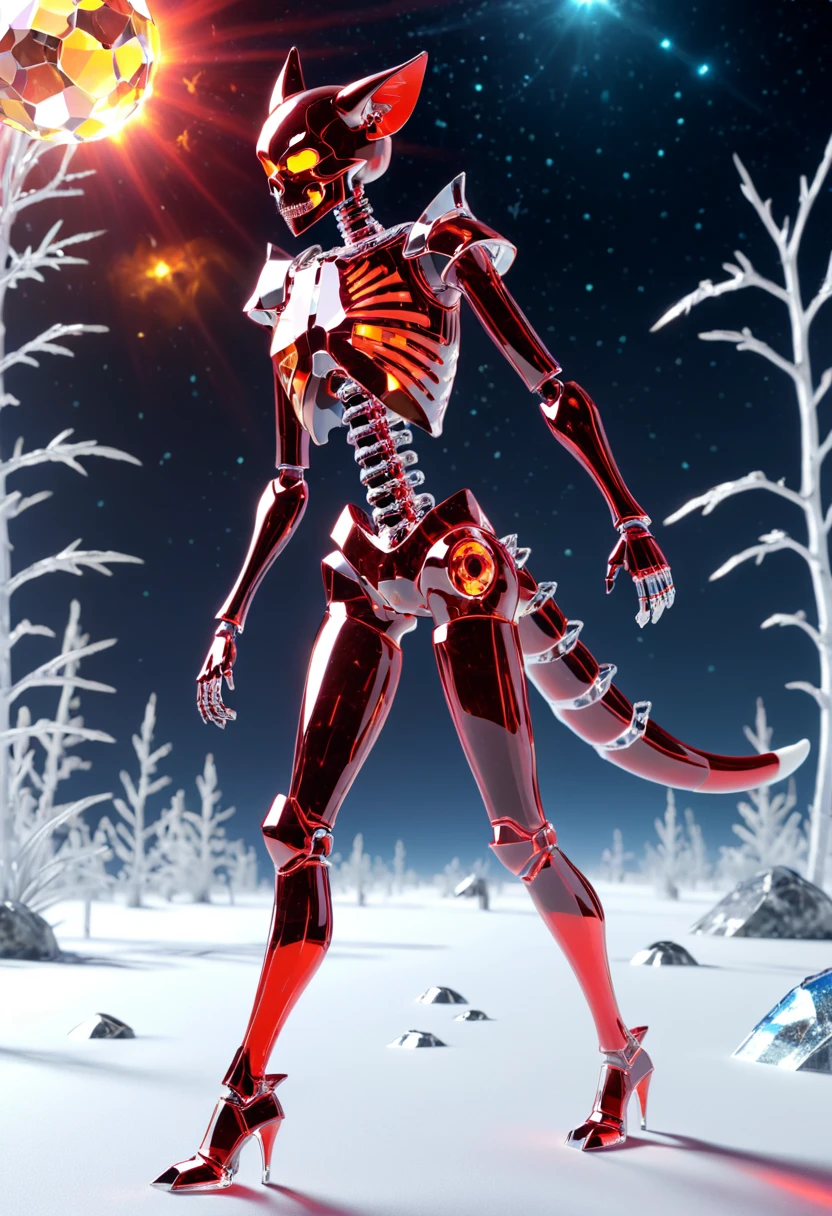 skull, skeleton monster beast, walking on four legs, red aura around, skeleton appearance of a fox, destroyed scenery, battles, skin, realistic, FULL BODY, photon mapping more details 16k, HDR, CG, 3D, keep the maximum image detail, photography, high resolution, anti-aliasing, cinematic, particles, hyper realism, holographic, mecha, extremely detailed, crystallization, crystals, holographic, fragments, style, concept, RAW, bastet, more details XL,DonMSp3ctr4lXL,Crystal style,watce,more detail XL,tranzp