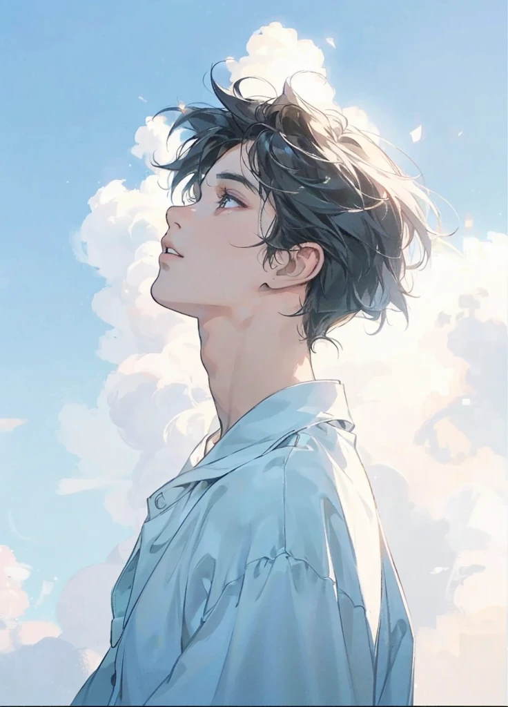 a handsome 18 year old man with black hair wearing a white sweater, upper body, highly detailed, cinematic lighting, best quality, photorealistic, 8k, ultra-detailed, masterpiece