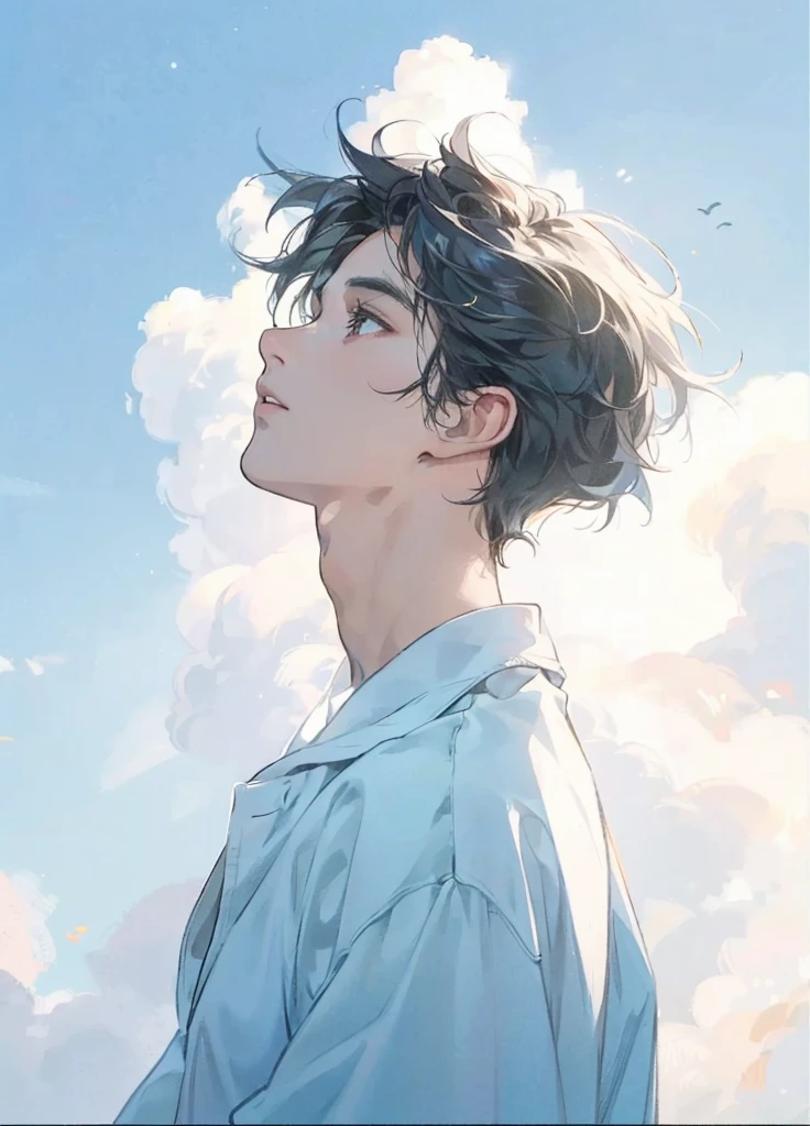 a handsome 18 year old man with black hair wearing a white sweater, upper body, highly detailed, cinematic lighting, best quality, photorealistic, 8k, ultra-detailed, masterpiece