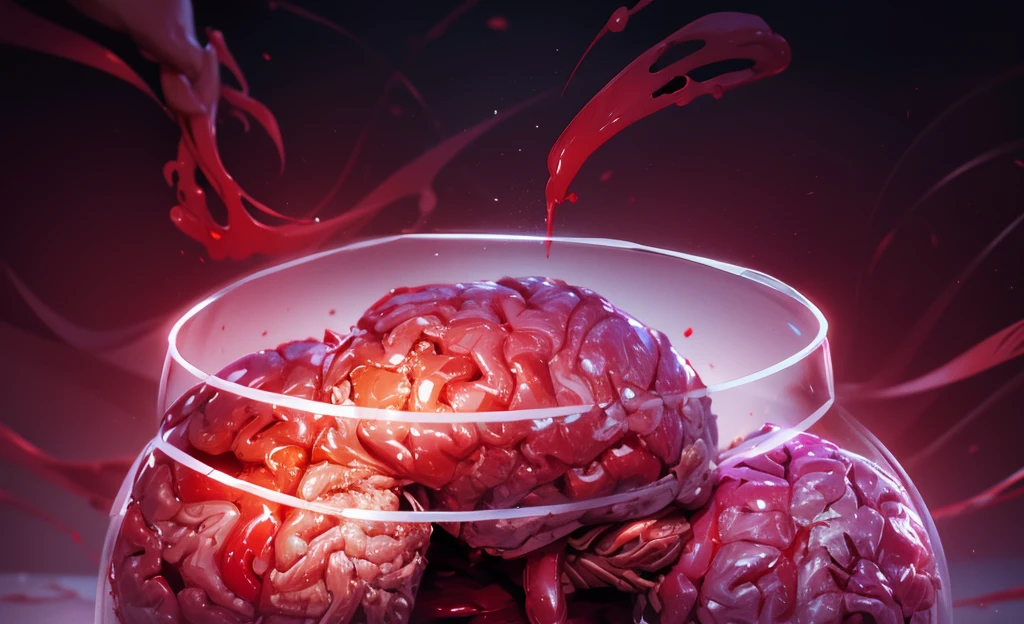 human brain stored in jarr, blood,