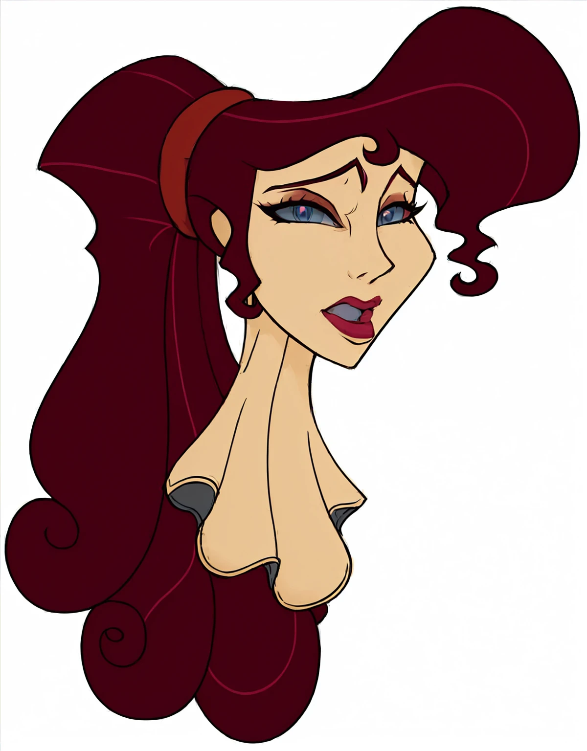 a cartoon of a woman with long hair and a red dress, megara, portrait of megara, female disney villain, diseny animation style, the godess hera looking angry, the greek goddess aphrotite, jessica rabbit, nigel thornberry, brittney lee, lamia, disney villain, wistful bosom, the goddess hera looking angry, belle