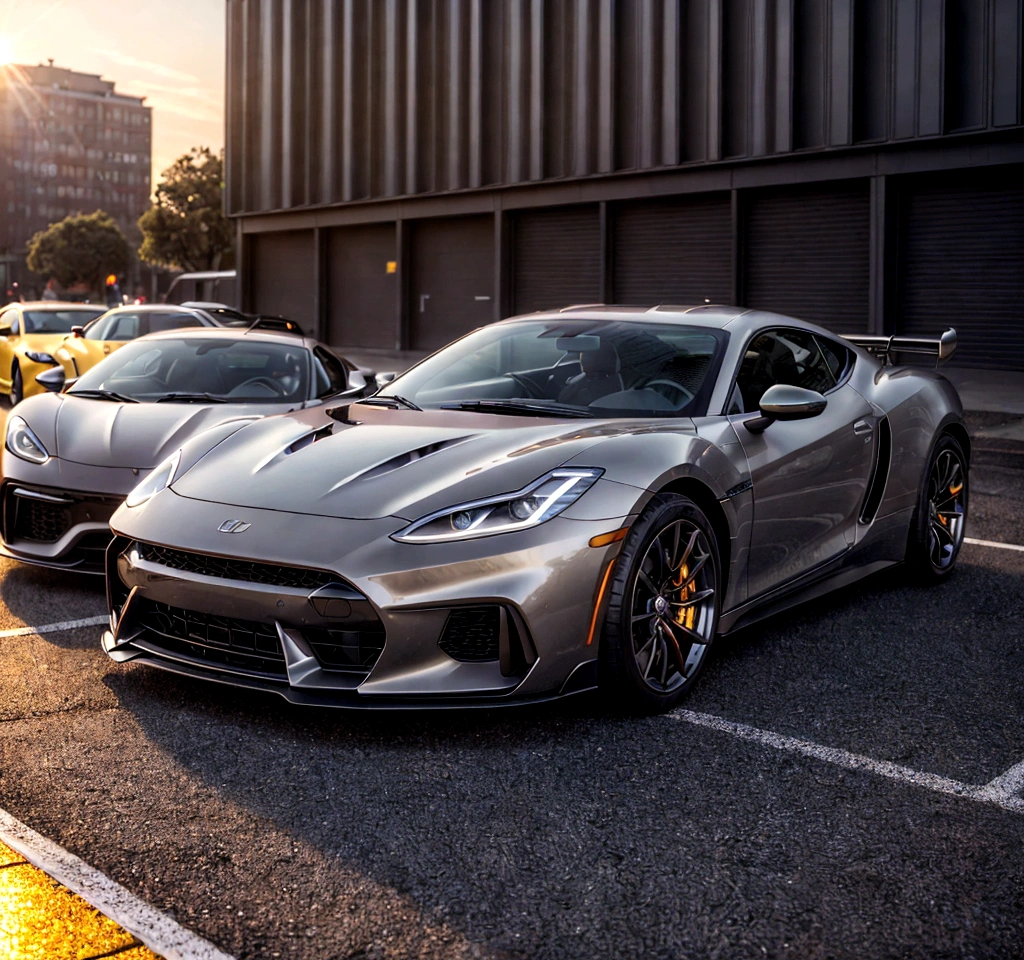 a detailed car, high-quality car, detailed vehicle, highly detailed car, photorealistic car, realistic car, 1 car, luxury car, expensive car, expensive sports car, supercar, street scene, urban environment, city street, asphalt road, buildings in background, reflections on car body, chrome details, glossy car paint, metallic car body, dramatic lighting, cinematic lighting, warm color tones, vivid colors, sharp focus, intricate details, hyper-detailed, 8k, best quality
