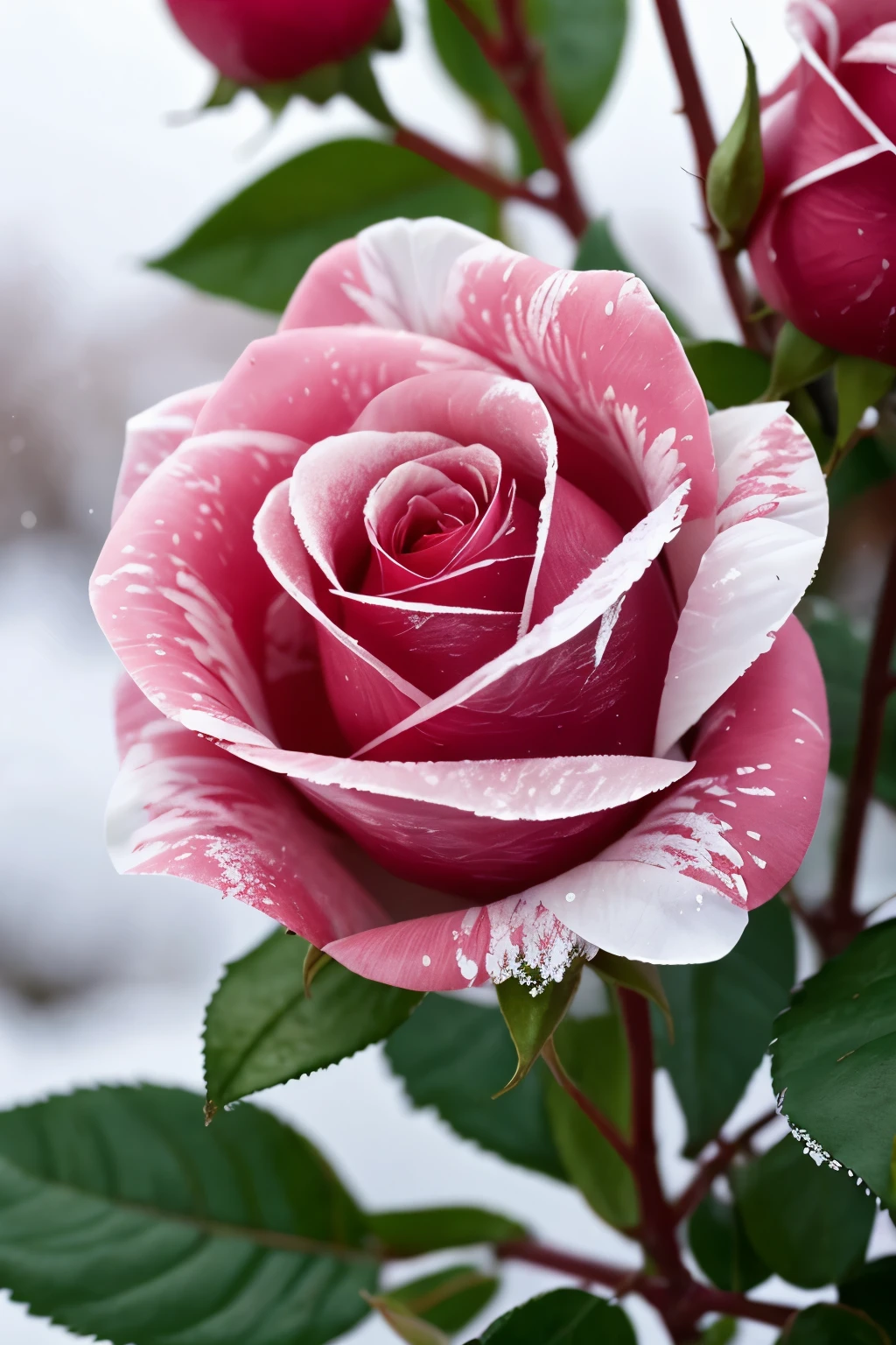 frozen scarlet rose bud