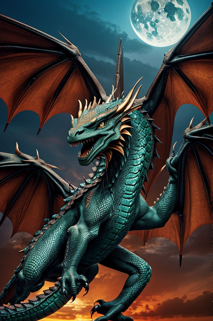 Dragon looking forward with its wings spread