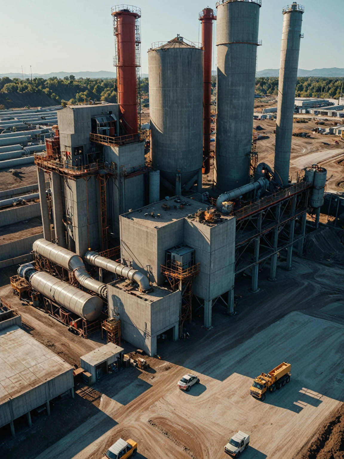 concrete plant,cinematic angle,detailed,netflix scene,commercial