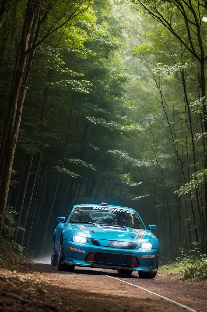 Hot Wheels racing on a track through a magical forest with glowing lights