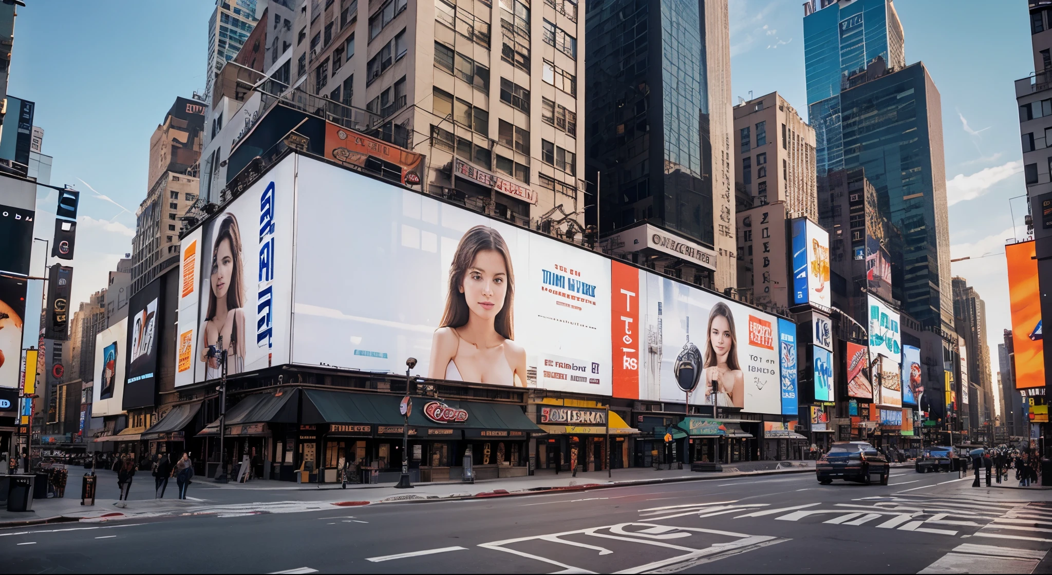 Mockup of an Empty Billboard in Times Square, New York City