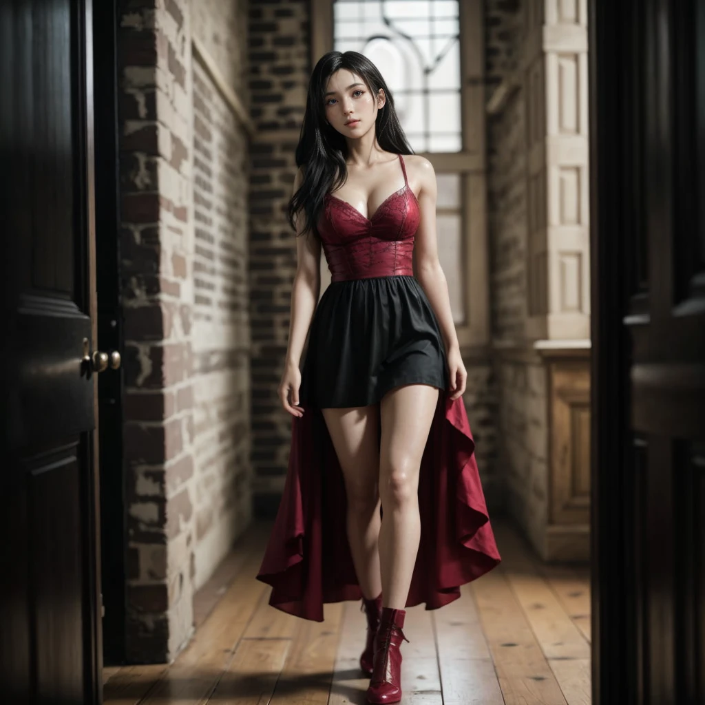 Tifa lockhart, (best quality,ultra-detailed,Realistic:1.37),beautiful detailed face,Perfect symmetry,perfectly shaped body,Perfect makeup,vivid colors,studio lighting