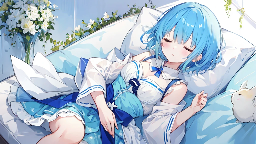 Sleeping princess、Blue short hair