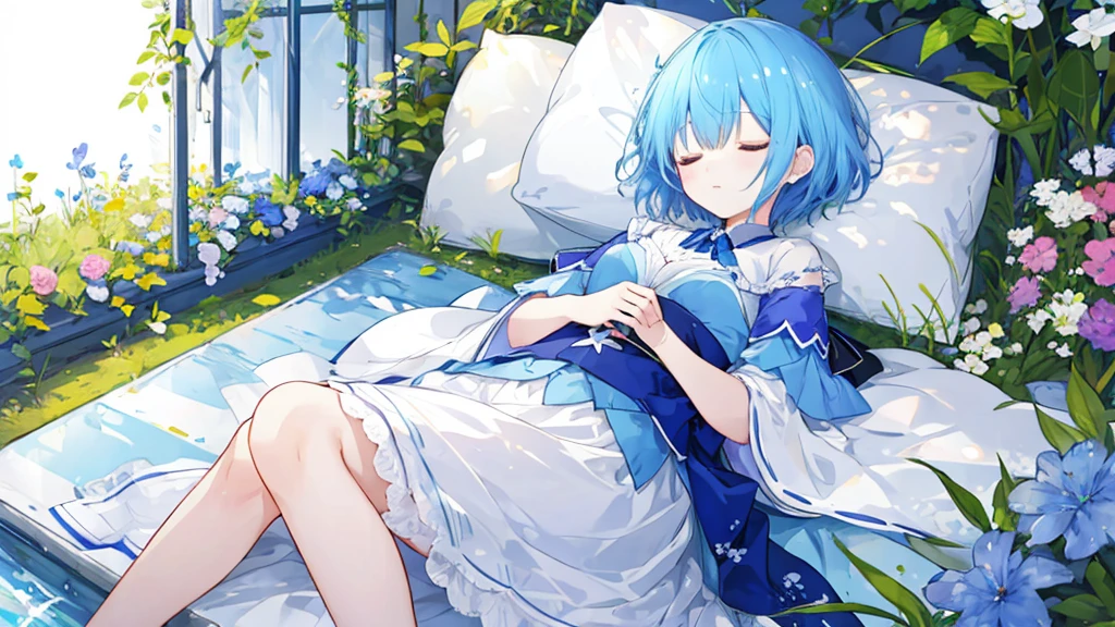 Sleeping princess、Blue short hair
