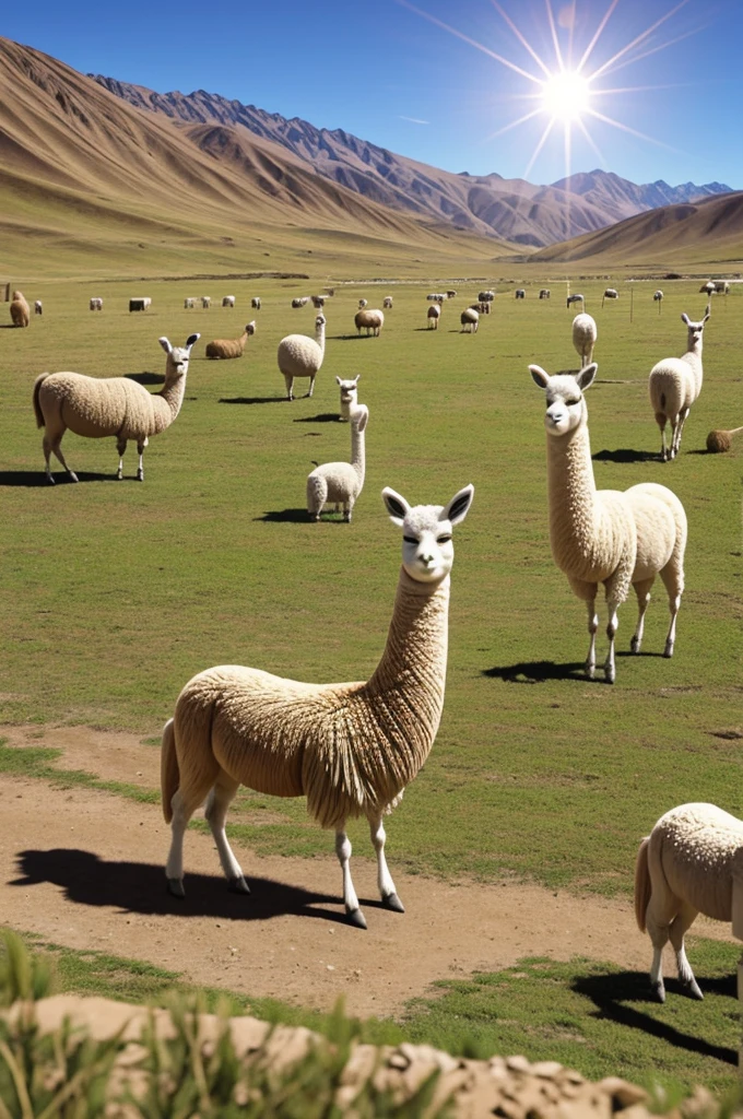 Dibujos en 3 d de llamas en el altiplano
