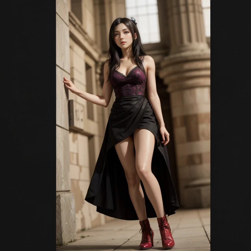 Tifa lockhart, (best quality,ultra-detailed,Realistic:1.37),beautiful detailed face,Perfect symmetry,perfectly shaped body,Perfect makeup,vivid colors,studio lighting