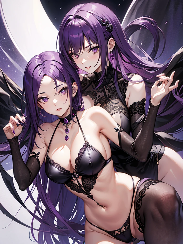 single purple hair arachne milf