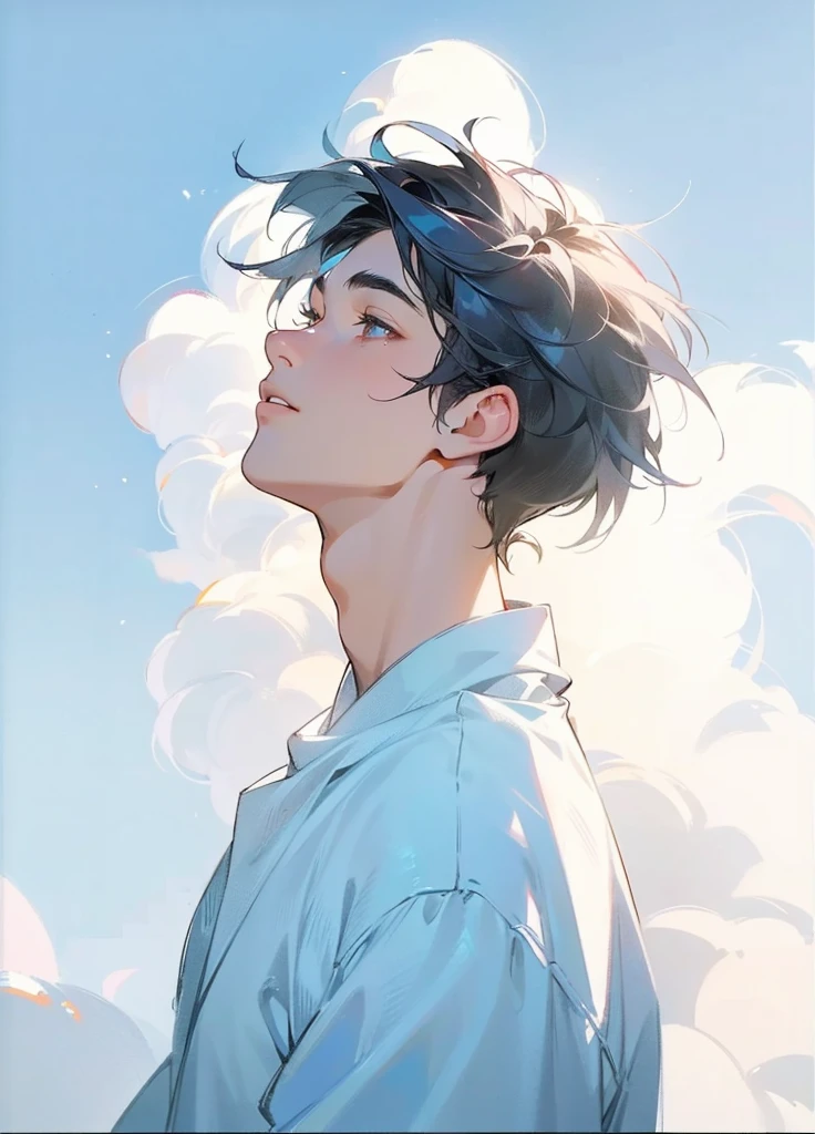 a handsome 18 year old man with black hair wearing a white sweater, upper body, highly detailed, cinematic lighting, best quality, photorealistic, 8k, ultra-detailed, masterpiece