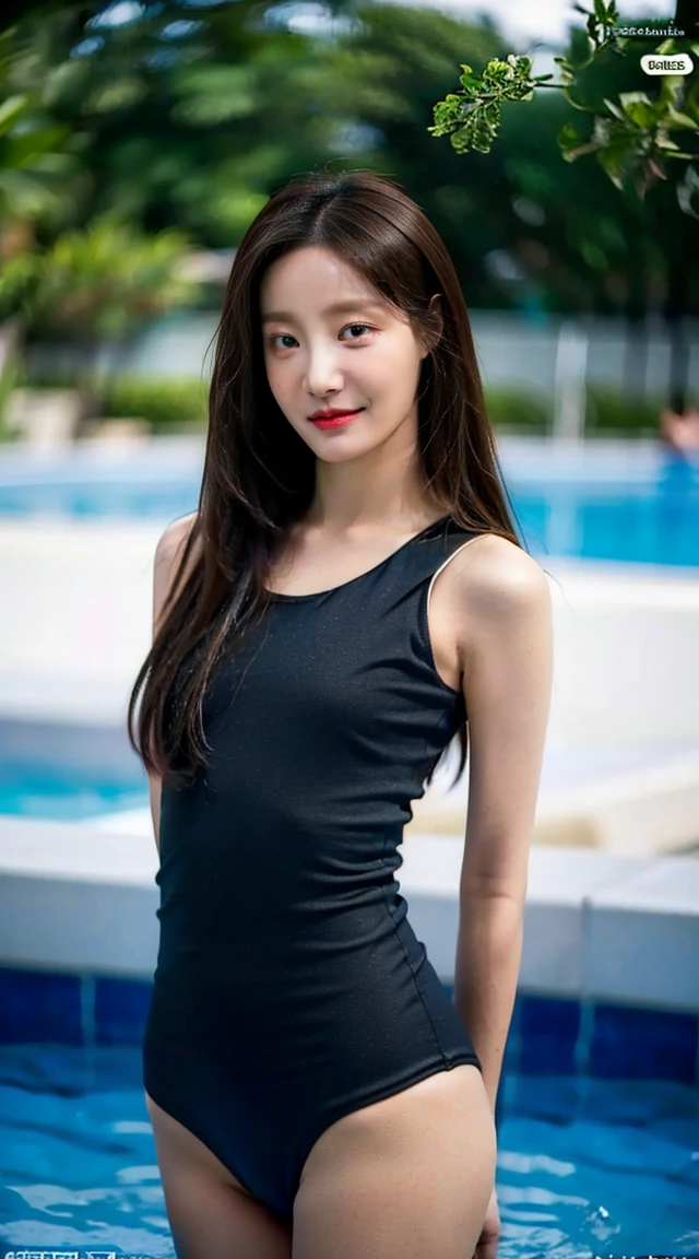 ((Best image quality)、Korean 20 years old, Private luxury mansion,nfsw, high resolution, Natural and smooth implementation, head and body balance、perfect body beauty:1.4、slim、thin legs、((dark brown hair、very :1.2)), naked, wearing only a swimsuit, very 상세한 얼굴 및 피부 질감、eye for detail、shy smile、with legs spread、variety of swimsuits , lighting areola、Aiming to become a gravure idol、top quality、reality、 exposed groin、cute appearance、angle from below、small ass、K-pop makeup、embarrassed expression、thin waist, White and clear skin, cute belly fat, chubby, Narrow pelvis,  Slander type, private swimming pool, Popular hairstyles for long hair, skinny body type, young body type, Small pelvis, small shoulder, 