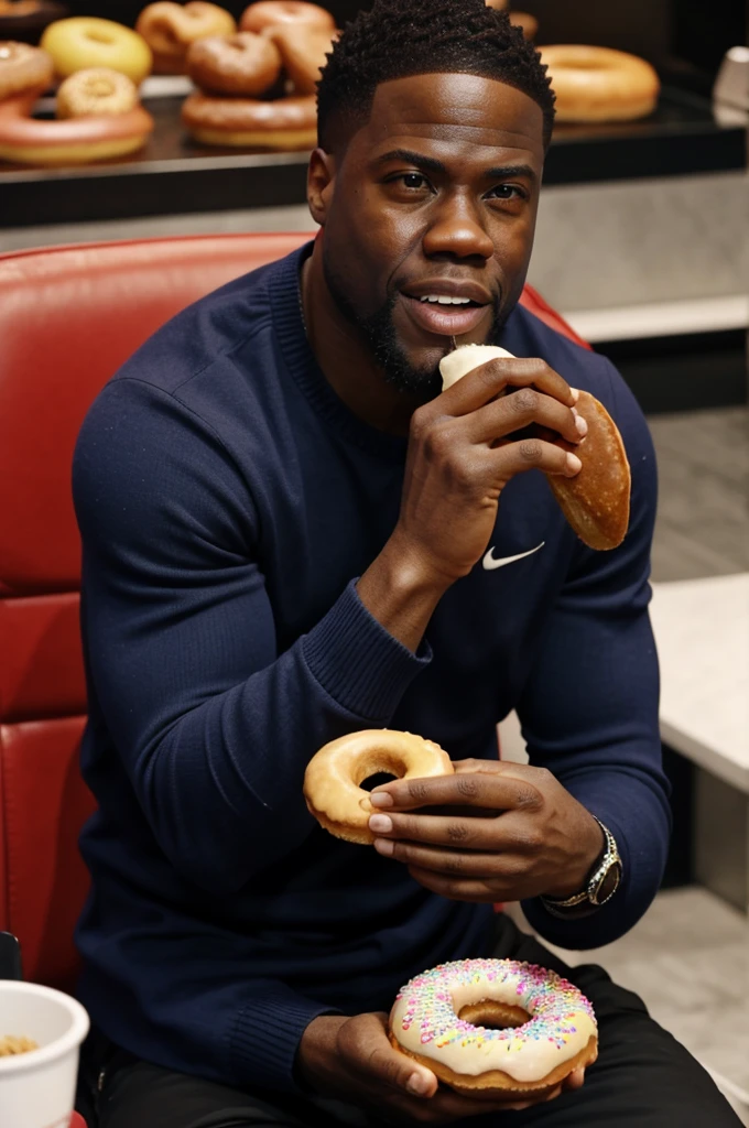 Kevin hart eating a big donut