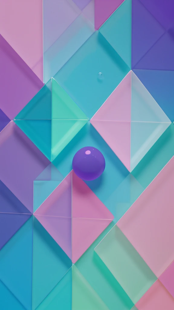 Background wallpaper for your desktop in the form of color geometric shapes and translucent bubbles in the colors of violet, blue, pink,, turquoise, pastel shades, the impression of glass  figures put on the surface 