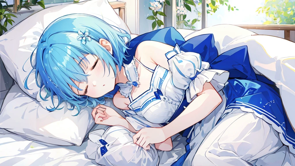 Sleeping princess、Blue short hair