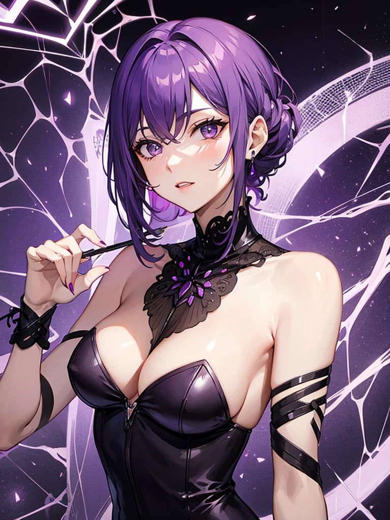 single purple hair half spider milf
