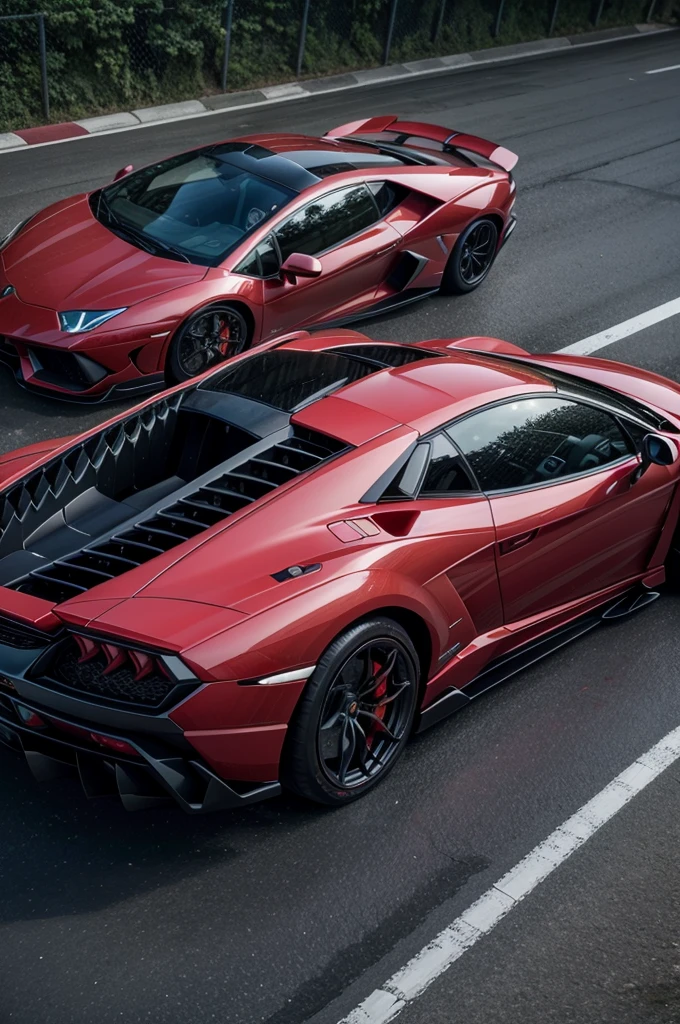 lamborghini svj, cor vermelha, fundo preto, anoitecer