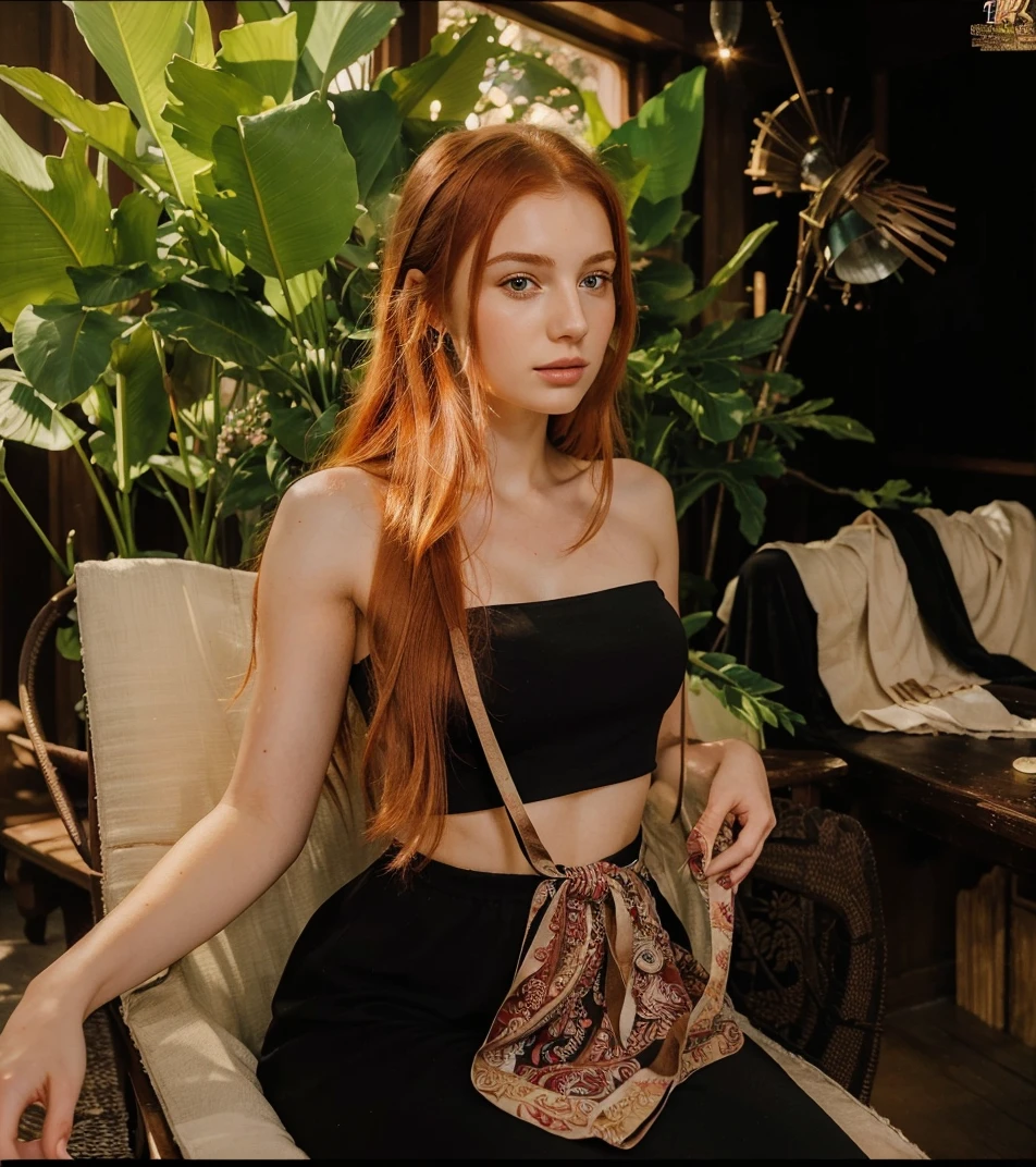 (((Masterpiece))), 25-year-old Caucasian French girl with shoulder-length messy red hair, adorned with , blooming hair akin to a royal . Captured in the best quality, this illustration serves as a 4K wallpaper,