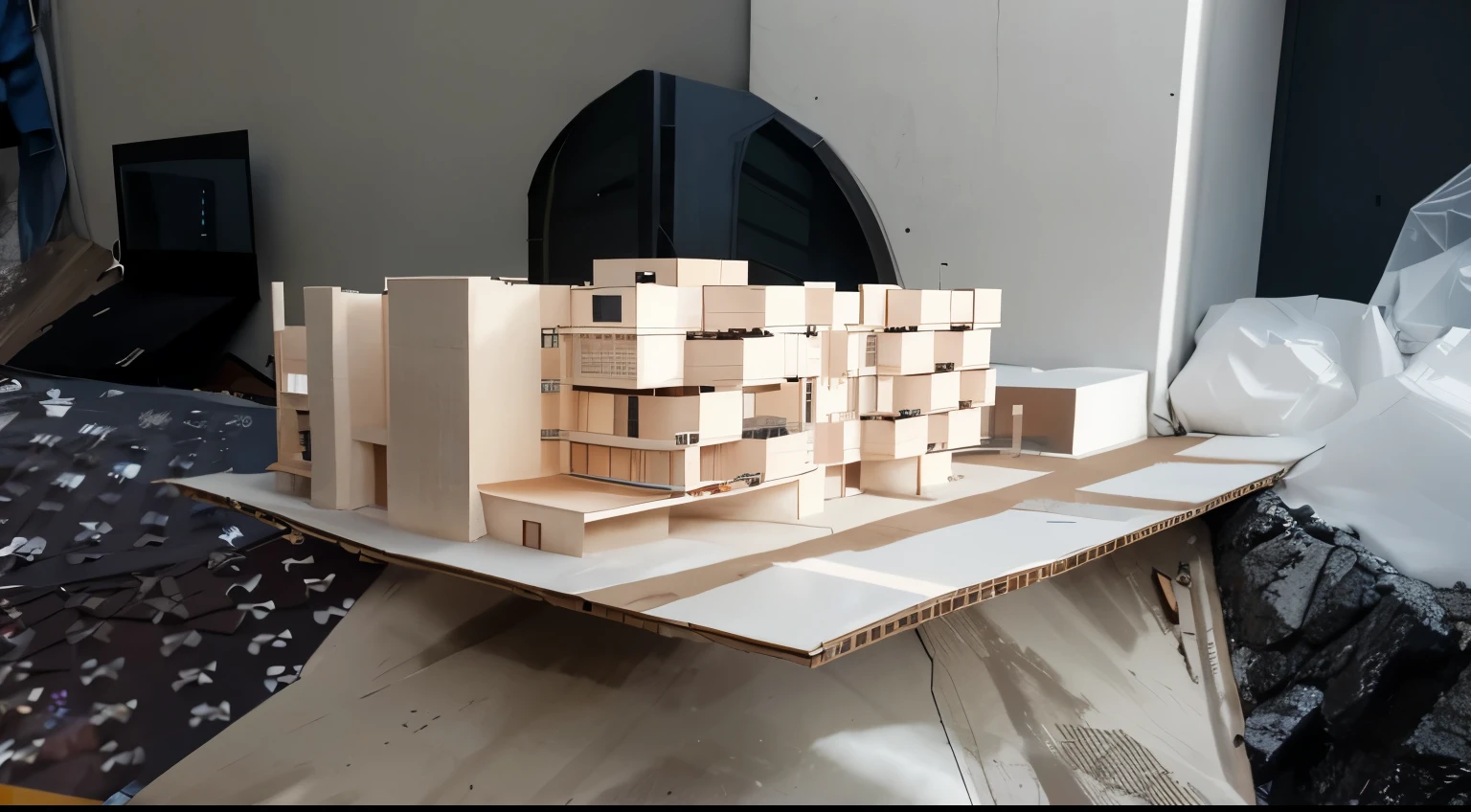 Necesito que esa maqueta se convierta en un edificio real y que este en una calle real y se vea una gran obra maestra