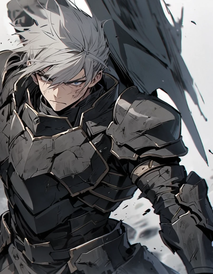 Long grey hair sways 28 years old