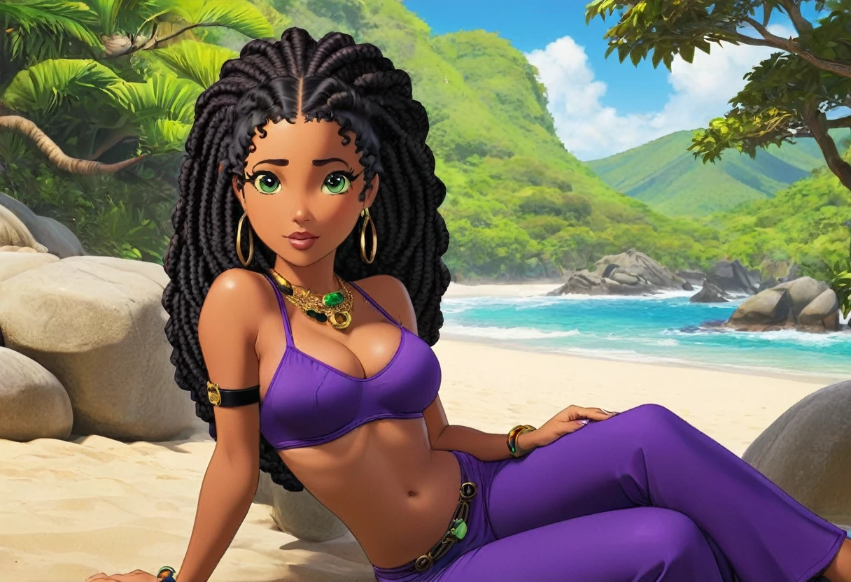 (mulheres , s, feminino, , grande , grande , (mulheres , meninainino, , grande , grande , , bonita de corpo inteiro, corpo inteiro, cabelo afro caindo para a frente, Tipo Rasta, but braided, com o corpo perfeito de corpo inteiro lindo seios perfeiindos seios uma coxa e perfeita tudo negra, mulata, Morena perfeita, Realistic Hair Features: Roxo e preto, tatuagens no corpo variando entre diferentes penteados (liso, ondulado, preso, solto).Pele: Morena.Corpo: Coxas largas, seios grandes e bonitopas: Diferentes em cada cena, with luxurious pieces and jewelry, variando para estilos mais
com casuais.glasses:Diferentes estilos e cores (roxo, azul) em algumas cenas.Maquiagem:Lips painted black and purple, maquiagem chamativa.