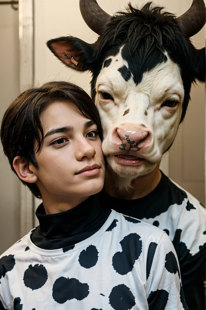 Cartoon people boy with the cow