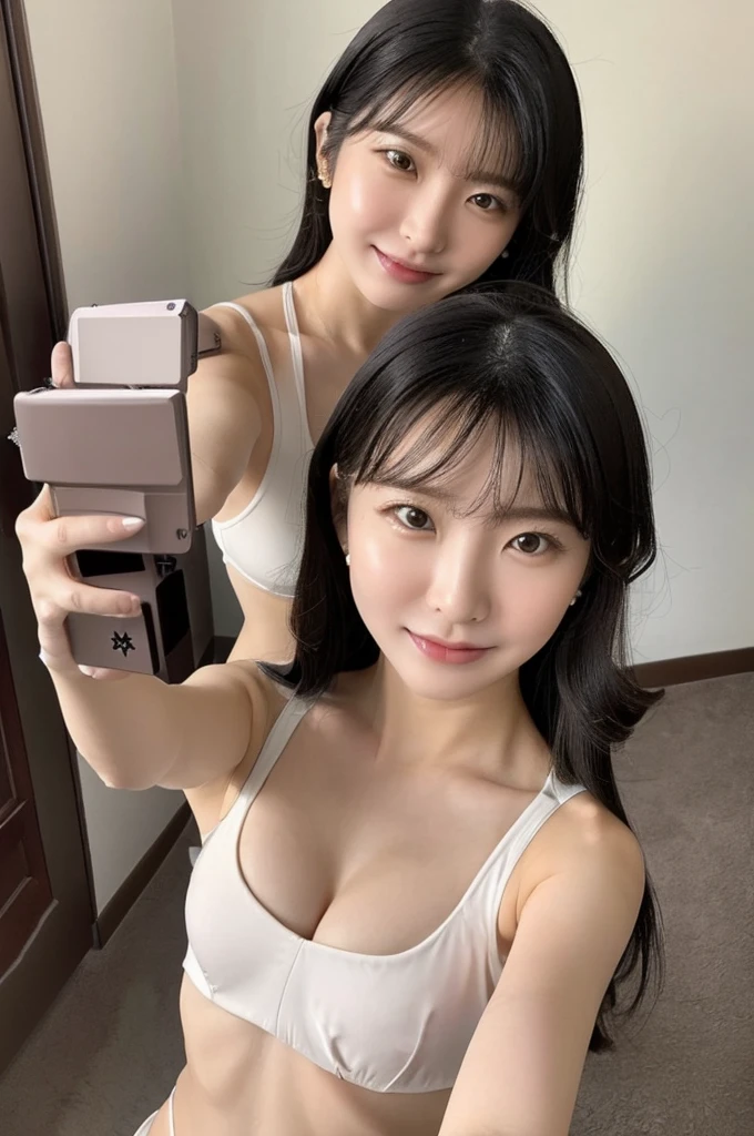 wearing micro bikini,(selfie shot:2), Emphasize the cleavage,medium chest,(EXTRA Close Up),from above, Top quality, 1 beautiful Japanese woman, ,high school student,(18 years old), Ultra-realistic capture, Highly detailed, High resolution 16k close-up of human skin. Skin texture must be natural, With such detail that pores can be finely identified. Skin should look healthy, In a uniform tone. Use natural light and color,